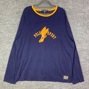 Vintage POLO SPORT Ralph Lauren Spell Out‎ P Wings Logo Long Sleeve Shirt XXL